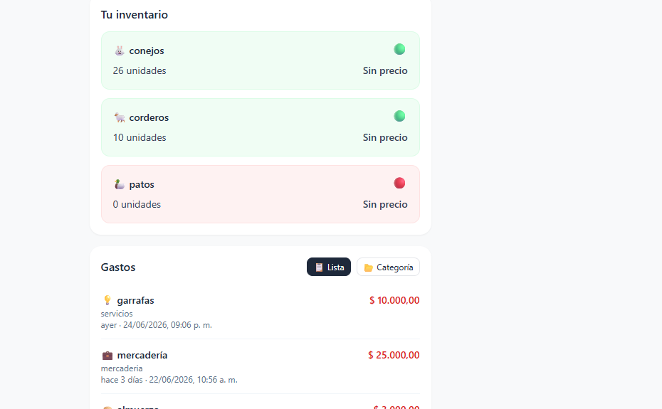 Panel - Inventario y movimientos